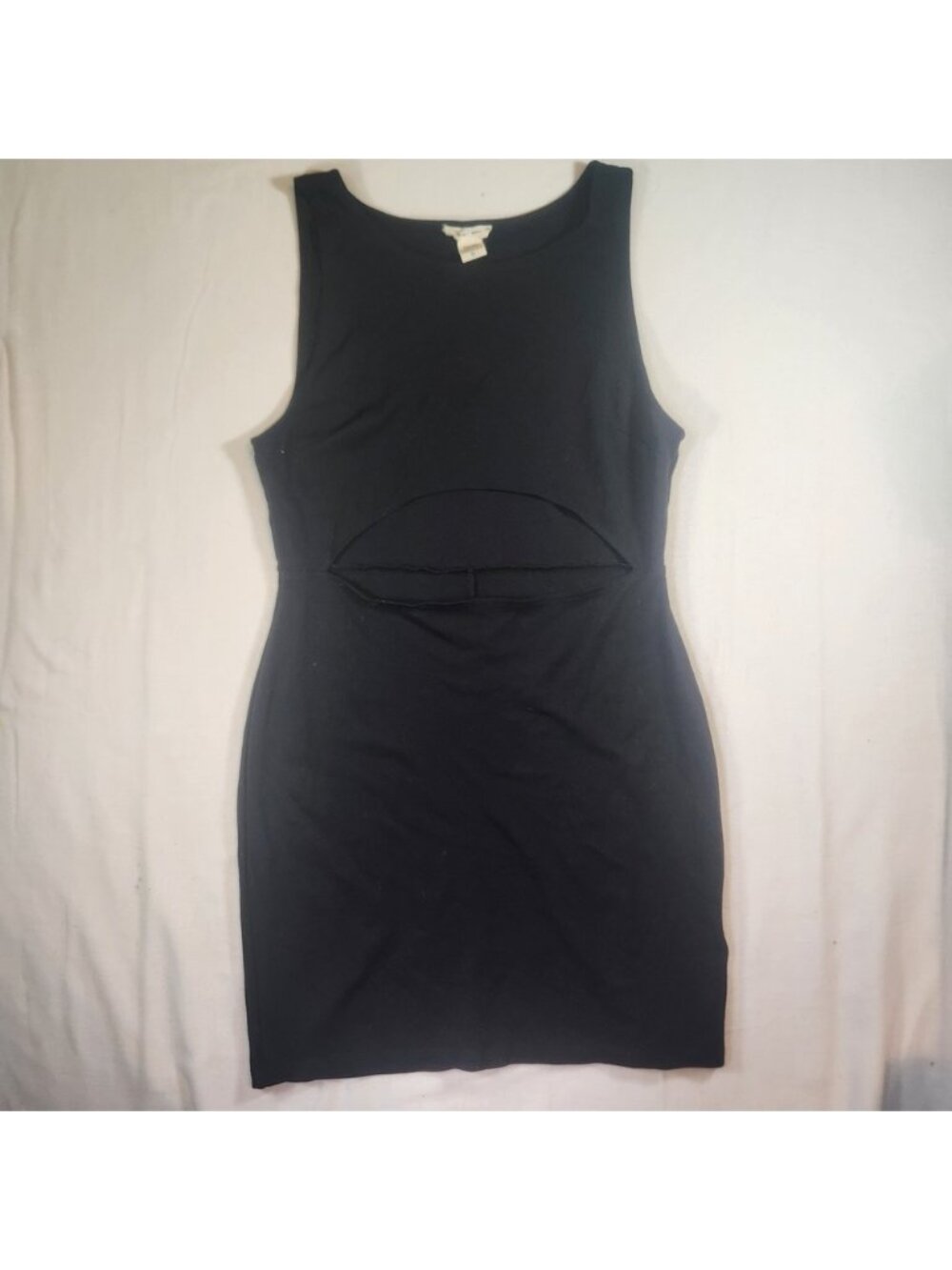 Silence + Noise Black Cutout Mini Dress Sleeveless Bodycon Stretch Jersey Medium